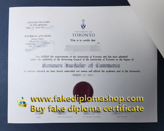 University of Toronto certificate of Authentication