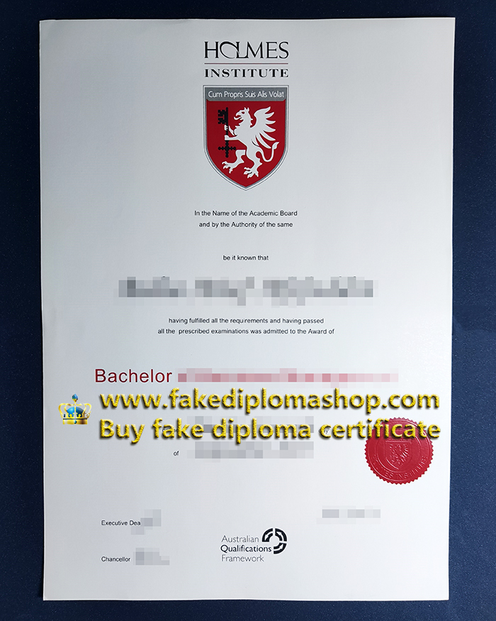 Holmes Institute diploma of Bachelor