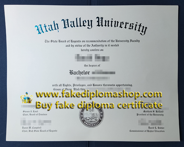 Utah Valley University diploma, UVU fake degree of Bachelor