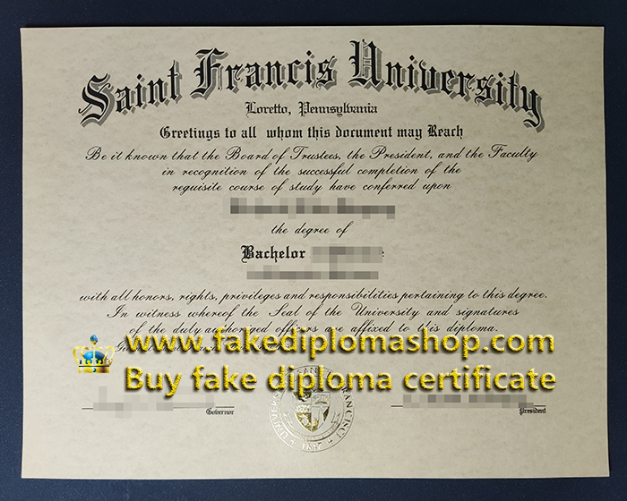 Saint Francis University diploma, SFU degree of Bachelor