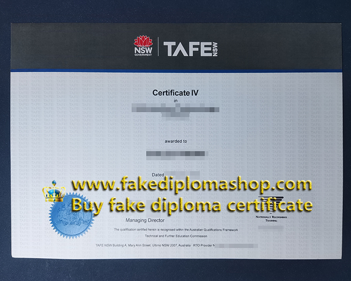 TAFE NSW certificate in 2023, TAFE NSW certificate IV