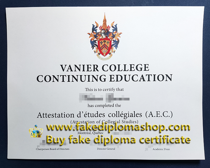 Vanier College certificate of Continuing Education