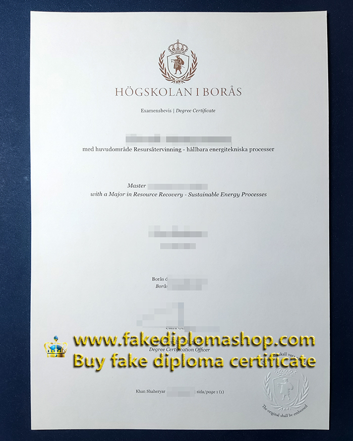 University of Borås diploma of Master, Högskolan i Borås degree