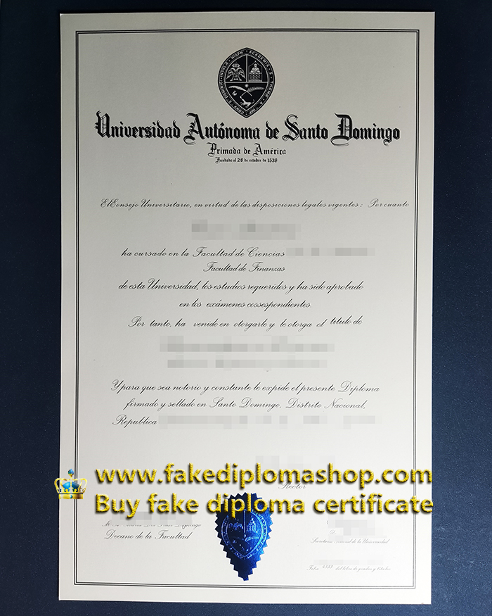 UASD diploma, Universidad Autónoma de Santo Domingo diploma