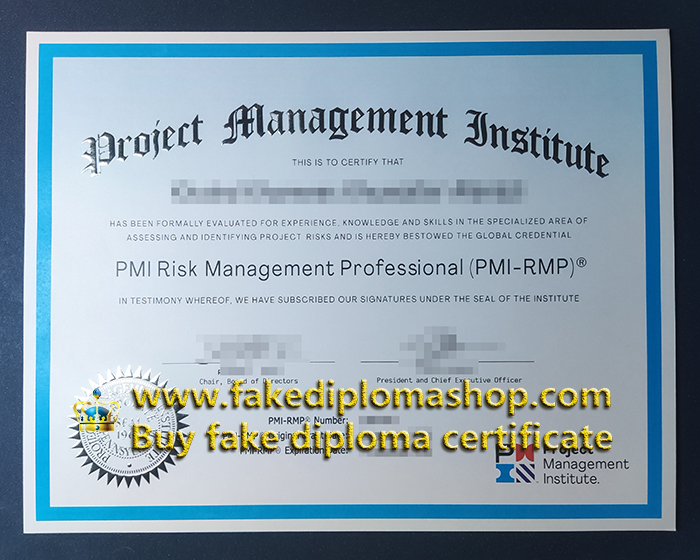 Latest edition PMI-RMP certificate, Project Management Institute certificate