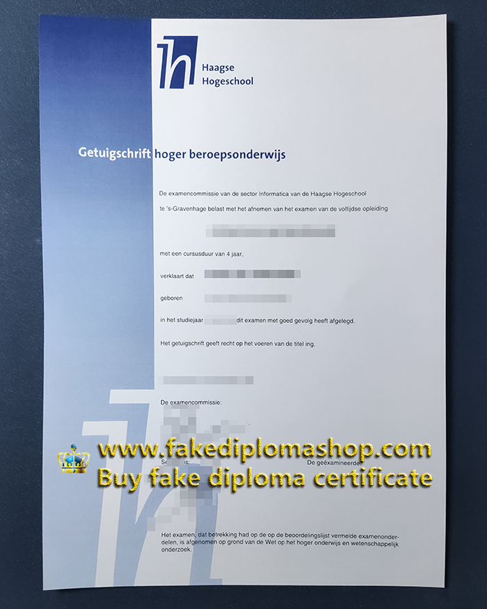 Haagse Hogeschool certificate