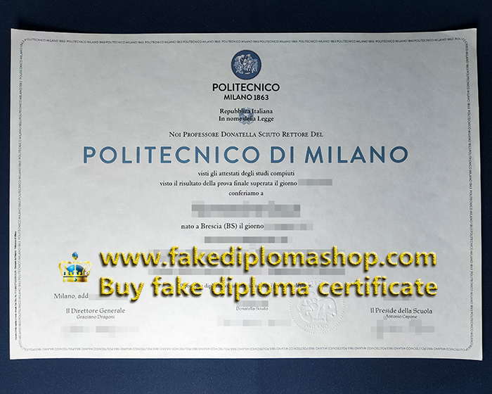 Politecnico Milano diploma, Polytechnic University of Milan diploma in Italy