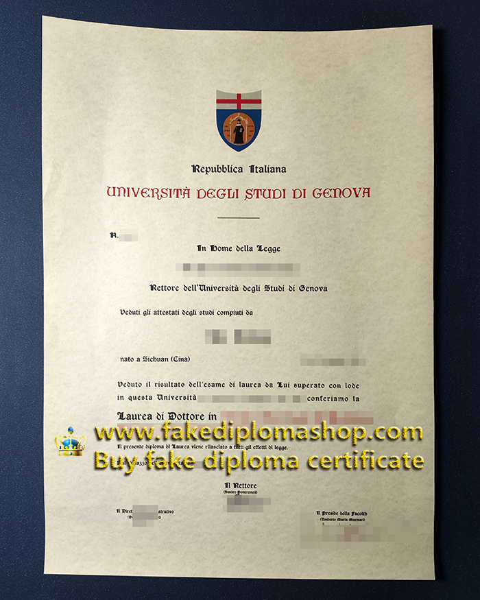 University of Genoa diploma, UniGe diploma in Italy