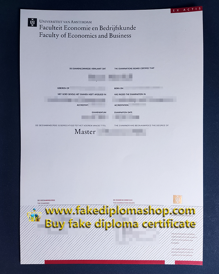 Universiteit van Amsterdam diploma in the Netherlands