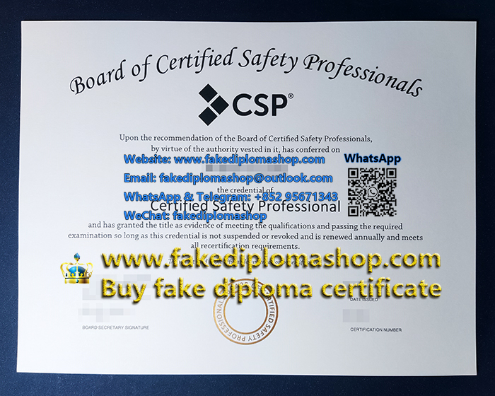 CSP certificate, Certified Safety Professional certificate