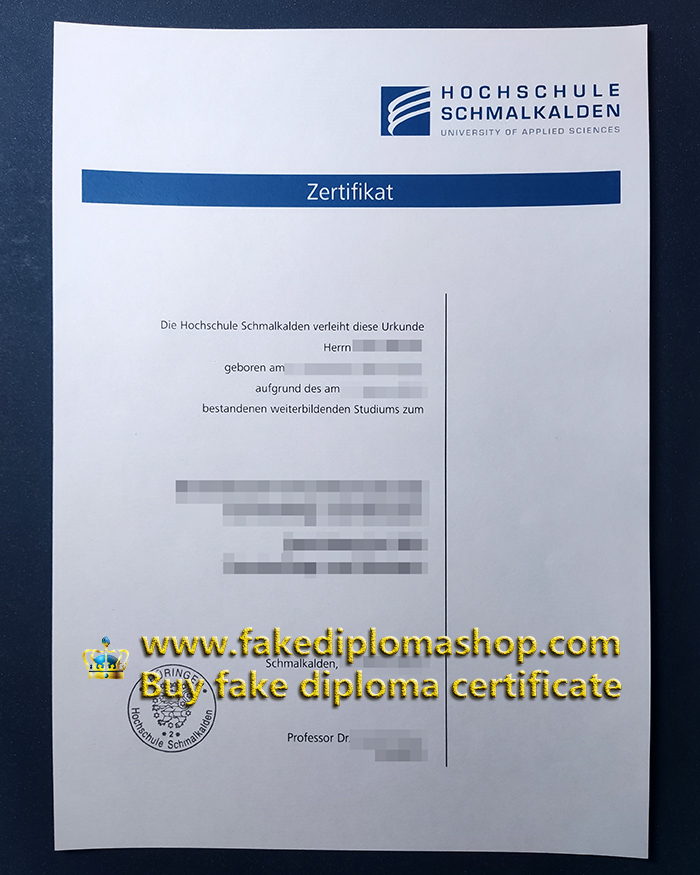 Hochschule Schmalkalden certificate