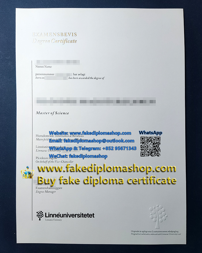 Linnaeus University degree certificate, LNU diploma