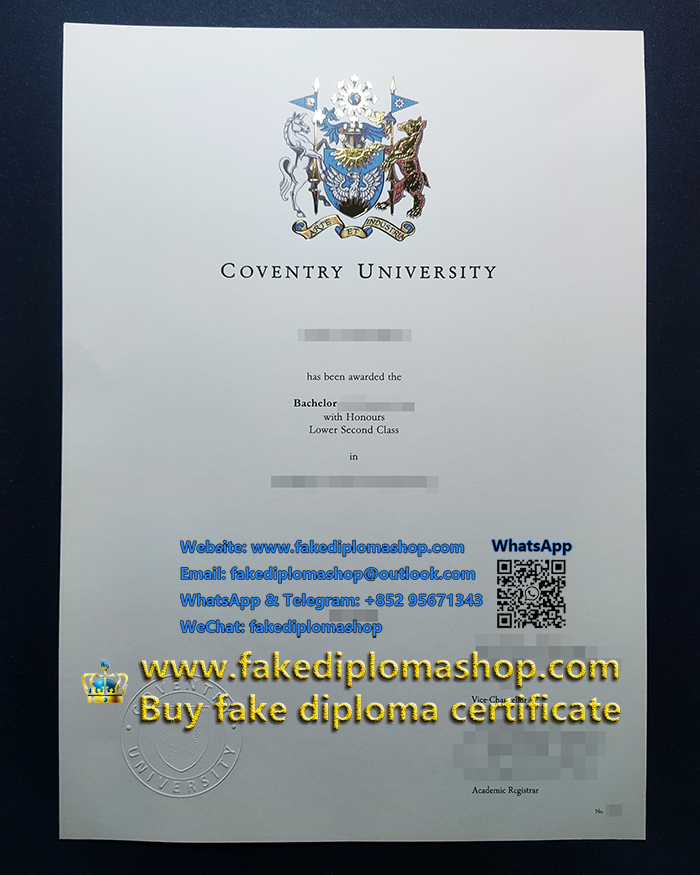 Old edition Coventry University degree in 1996