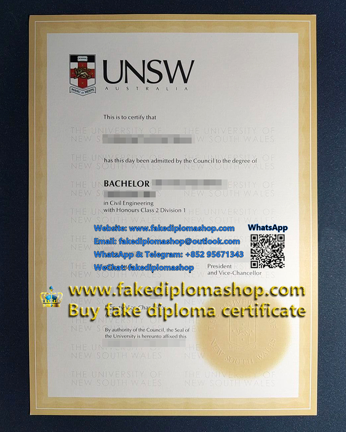 UNSW Bachelor degree, University of New South Wales diploma in Australia