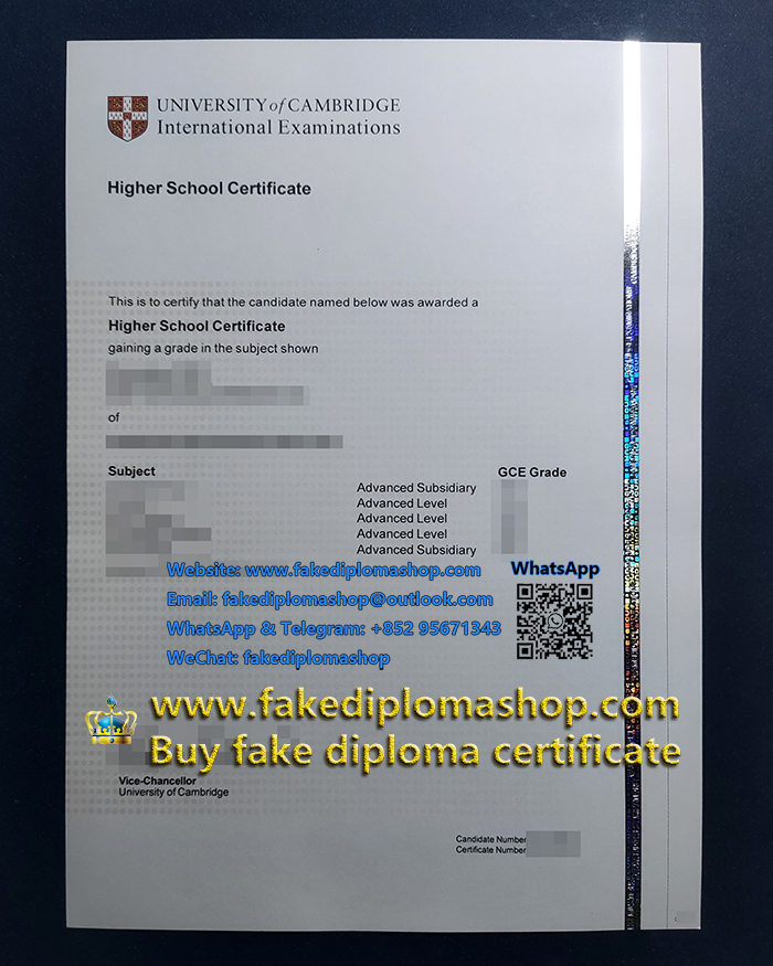 CAIE Higher School certificate, University of Cambridge International Examinations certificate