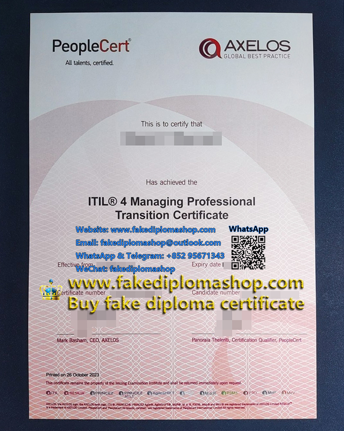 ITIL Managing Professional Transition Certificate