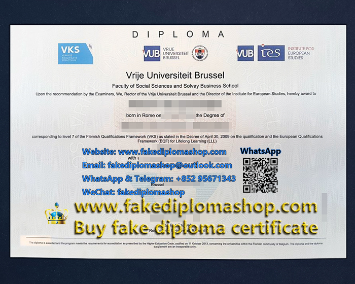 New edition Vrije Universiteit Brussel diploma