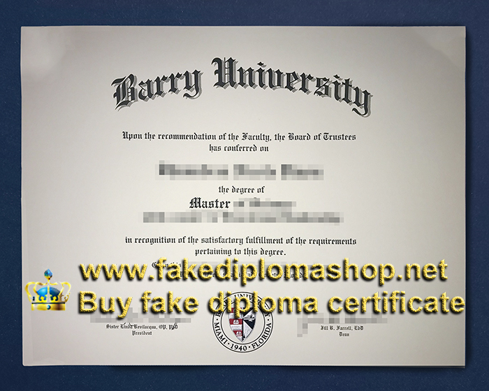 Barry University diploma