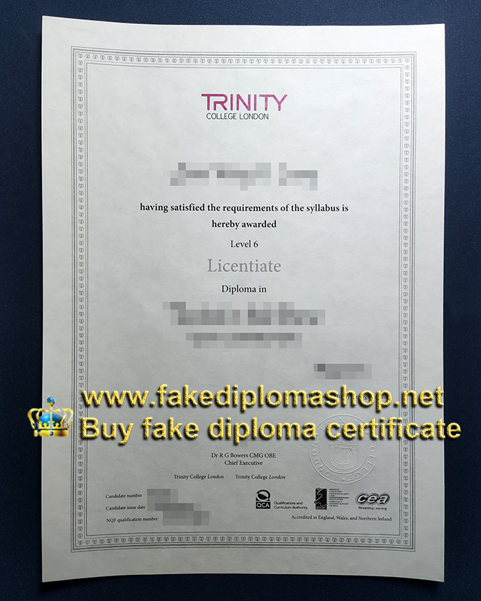 Old version TCL diploma, Trinity College London diploma