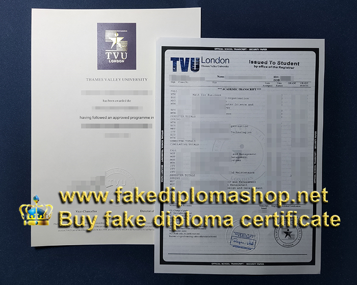 Thames Valley University diploma and transcript, TVU Bachelor degree