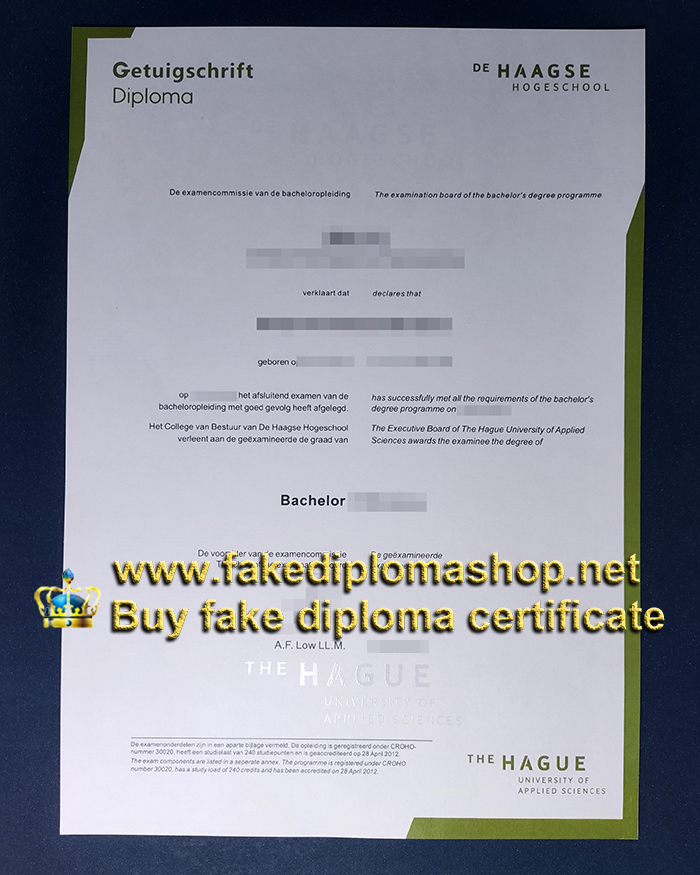 The Hague University of Applied Sciences diploma