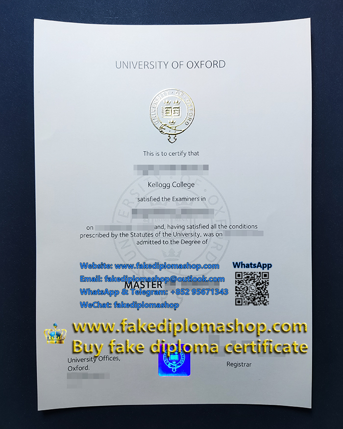 University of Oxford degree of Master