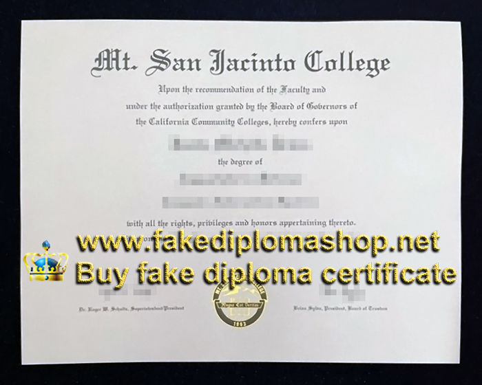 Mt. San Jacinto College diploma, MSJC degree