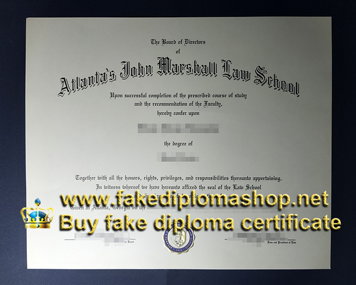 Atlanta's John Marshall Law School diploma, AJMLS diploma