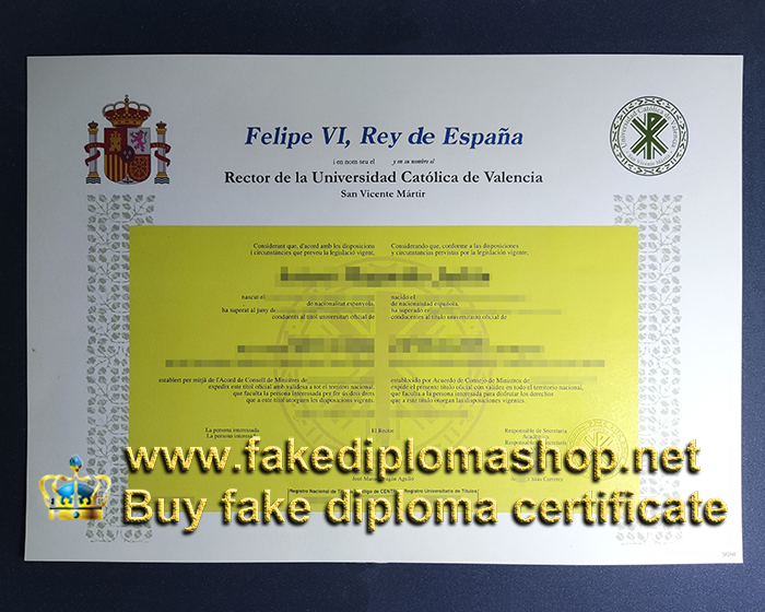 Valencia Catholic University diploma