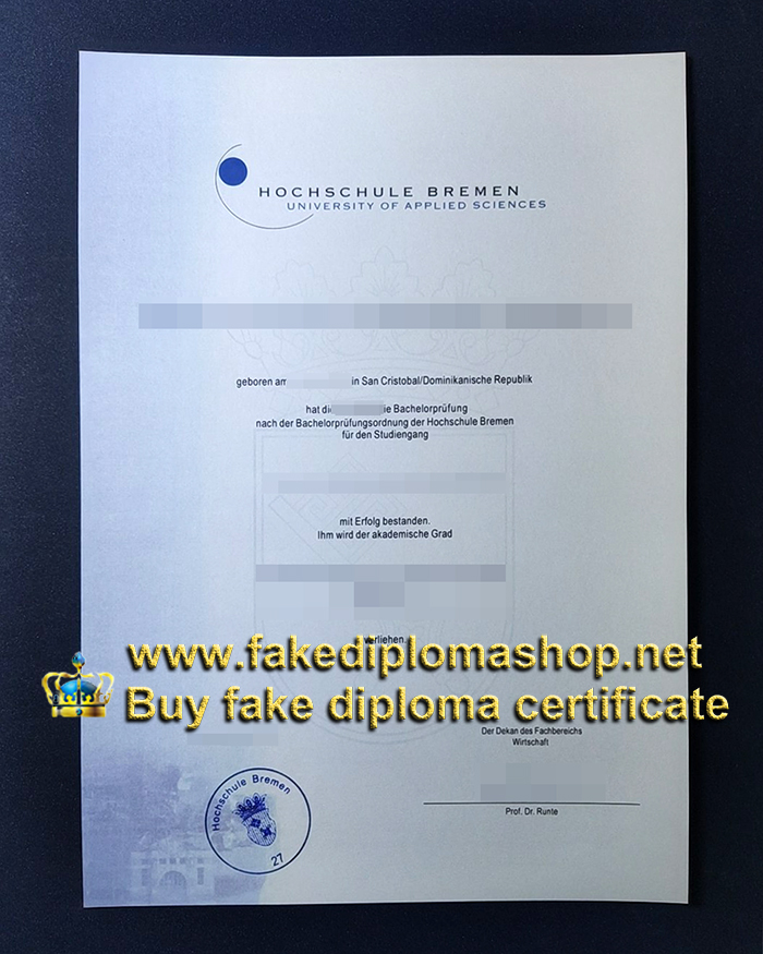 Hochschule Bremen diploma, Bremen University of Applied Sciences diploma