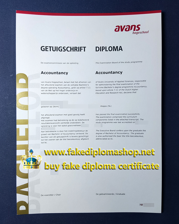 Avans University of Applied Sciences diploma