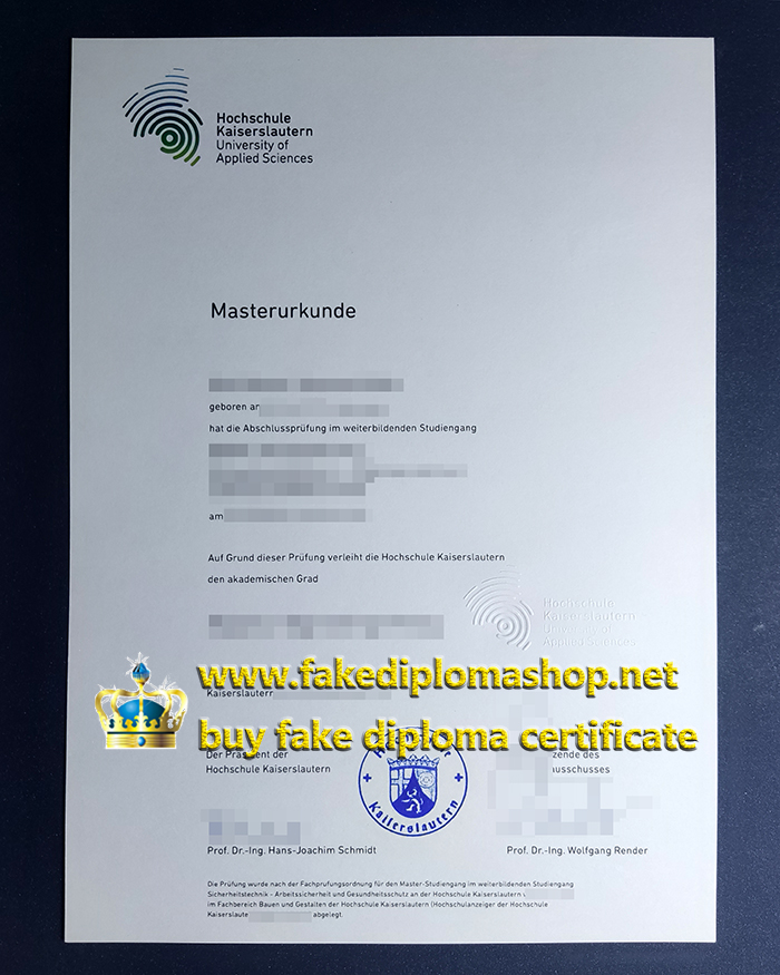 Kaiserslautern University of Applied Sciences diploma, Hochschule Kaiserslautern diploma