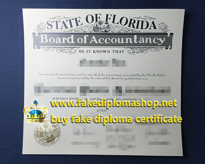 FLBOA certificate, Florida Board of Accountancy certificate